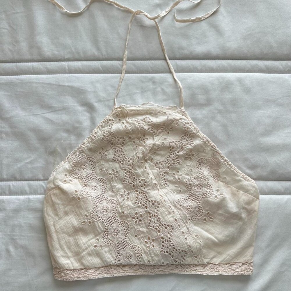 American Eagle Outfitters Women's Cream Crop-top